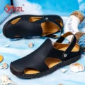YRZL Men Sandals Handmade Roman Sandals Breathable Non-Slip Beach Slippers for Men Outdoor Summer Water Trekking Sandals - Image 4