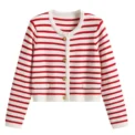 Korean Elegant Chic Knit Vest Stripe Casual Sweet Office Lady Cardigan Women's Sweater Jacket Vintage Basic Tank Top Outerwears - Image 5