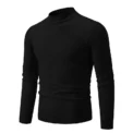New Sweatwear Men's Half Neck Basic Solid Color Sweaters Round Neck Elastic Pullovers Warm Autumn Knitted Oversized Sweater Men - Image 2