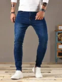 Spring New Mens Slim Fit Classic Skinny Jeans Casual Street Style Casual Mens Skinny Jeans Male Slim Fit Pencil Denim Blue - Image 4