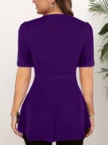 Plus Size Women V-Neck Twisted Short Sleeve T shirt Sexy Office Lady Casual Slim Summer Fashion Tee Tops Woman's Clothing - Image 5