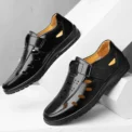 Summer Men's Sandals Casual Breathable Soft Sole Soft Face Hollow Out Shoes Middle-Aged And Elderly Business Father Shoes