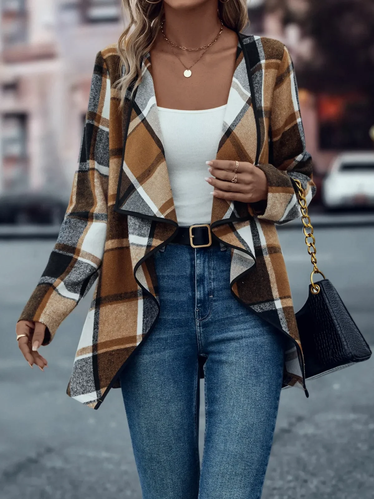 European and American cross-border women's fashionable and elegant plaid printed slim fit jacket - AliExpress 200000345 - Image 1