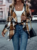 European and American cross-border women's fashionable and elegant plaid printed slim fit jacket - AliExpress 200000345