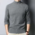 New Autumn/Winter Mock Neck Sweater Men Solid Color Pullovers Man Half Turtleneck Knitwear Fashion  Casual Mens Clothing - Image 3