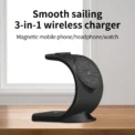 3 in 1 Magnetic Wireless Charger for Smart Phone 5-15W Wireless Charging Station for Watch/Earphones Phone Holder/Bracket - Image 3