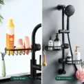 Bathroom Faucet Storage Rack Shower Shampoo Soap Holder Adjustable Kitchen Sink Rag Sponge Drain Rack Bathroom Accessories - Image 2