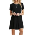 Women Mini Dress Summer Casual Boho Beach Dresses Solid Color O-Neck Short Sleeve Party A-Line Dress - Image 2
