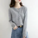 Women Cardigans Sweater O-neck Spring Autumn Knitted Cashmere Cardigans Solid Single Breasted Womens Sweaters - Image 5