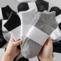 Cross-Border Men's Socks Cotton Jacquard Solid Color Black White Grey Adult Pop-Socks Spring Summer Season Footwear - Image 4