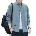 New Loose-fit Casual Men's Long Sleeve Vintage  Shirt Jacket Spring Autumn Shirt Underwear - Image 5