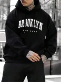New York Printing Men Hoody O-Neck All Match Loose Comfortable Sweatshirt Fashion Fleece Basic Hoodie Autumn Clothes