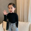 Spring And Autumn Fashion Girls Clothing Solid Color Children'S Top Long Sleeve Base Shirt Children Baby Soft Girl Inside Match - Image 4
