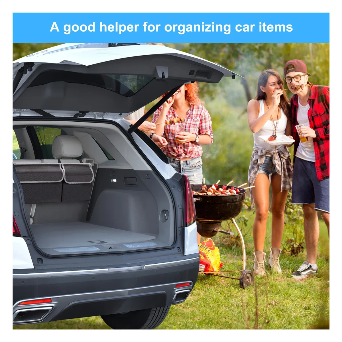 Car Trunk Organizer for SUV Backseat Hanging Organizer for SUV Truck MPV Upgrade Back Seat Storage Bags with 4 Pockets 39*14inch - Image 5