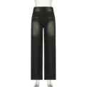 Low Waist Jeans for Women Goth Y2k Style Baggy Jeans Punk New Jeans Wide Leg Denim Pants Kpop Casual Loose Streetwear - Image 6