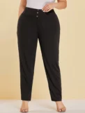 Autumn and winter new women's plus size knitted fabric casual models slit design straight trousers - Image 2