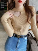 Basic Hollow Out Women Sweaters Autumn Winter Tops Slim Jumper Soft Warm Pull Women Pullover Knitted Sweater 2025 - Image 4