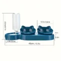 Three In One Cat Feeding Station, Durable Plastic Food And Water Bowls, Cute Cat Ear Design, Suitable For Two Cats To Eat - Image 5