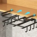 Kitchen Hanging Organizer Rack with Hooks Under Cupboard Paper Towel Rags Hanger Cutting Board Pot Cover Holder Storage Shelf - Image 4