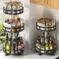360°Rotation Spice Rack Organizer Jar Non-Skid Carbon Steel Storage Tray For Seasonings And Spices Cans For Kitchen Accessories - Image 6