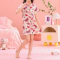 Summer Children's Sweet And Lovely Princess Wind Dress Fun Printed Round Neck And Knee Skirt Girl Home Skirt Joker Student Skirt - Image 5