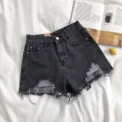 Denim Shorts Women Summer Fashion Casual High Waist Ripped Jeans Pocket Tassel Y2K Hot Pants Streetwear Blue Trousers - Image 3