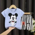 2pc/set Mickey Baby Summer Clothes Children's Tracksuit Short Sleeved Suit Girls Boys T-shirt + Shorts Outfits Disney 1-4 Age - - Image 3