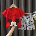 2pc/set Mickey Baby Summer Clothes Children's Tracksuit Short Sleeved Suit Girls Boys T-shirt + Shorts Outfits Disney 1-4 Age - - Image 2