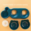 Three In One Cat Feeding Station, Durable Plastic Food And Water Bowls, Cute Cat Ear Design, Suitable For Two Cats To Eat - Image 3