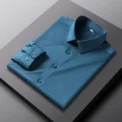 Men's Casual and Fashionable Long Sleeved Solid Color Shirt Non Ironing and Wrinkle Resistant Business Top - Image 2