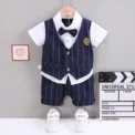 IENENS Baby Clothing Sets Boys Formal Dress Summer Shirt + Shorts Suits Kids Short Sleeve Outfits Toddler Birthday Party Clothes - Image 2