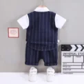 IENENS Baby Clothing Sets Boys Formal Dress Summer Shirt + Shorts Suits Kids Short Sleeve Outfits Toddler Birthday Party Clothes - Image 3