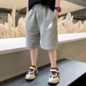 Kids Summer Cartoon Shorts 3-14Years Children Cotton Elastic Waist Knee Length Pants Gray School Student Boys Short Sweatpants - Image 3