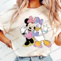 Disney Minnie And Daisy Duck Besties Cotton TShirt Women Summer Casual Versatile O-Neck Fashion Streetwear Women Clothing
