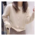 New Fashionable Round Neck Short Knitted Cardigan Loose Fit Casual Sweater Jacket for Women - Image 2