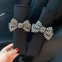 1Pcs Cute Women Bowknot Soft Plush Car Seat Belt Cover Velvet Auto Seat Belt Shoulder Strap Harness Cushion Protector Pads - Image 3
