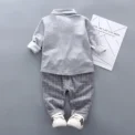 Child long sleeve suit 2-piece set 0-5 years old Baby boy Lapel shirt with tie - Image 2