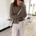 New Fashionable Round Neck Short Knitted Cardigan Loose Fit Casual Sweater Jacket for Women - Image 3
