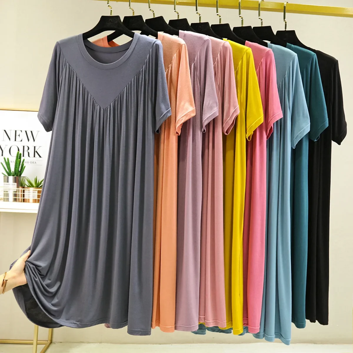2022 New Summer Women's Sleepwear Modal Cotton Short Sleeves Plus Size Home Use Maternity Cotton Quilted Sleepwear For Middle-Ag - Image 1