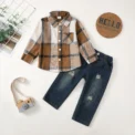 Winter Baby Boy Clothes Infant Toddler Boy Outfits 12 18 24 Months 2T 3T Denim Jeans Boys Fall Winter Clothing Pants Set - Image 4
