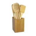 6 Pieces Bamboo Spoon Spatula Kitchen Utensil Wooden Cooking Tool Mixing Set - Image 2