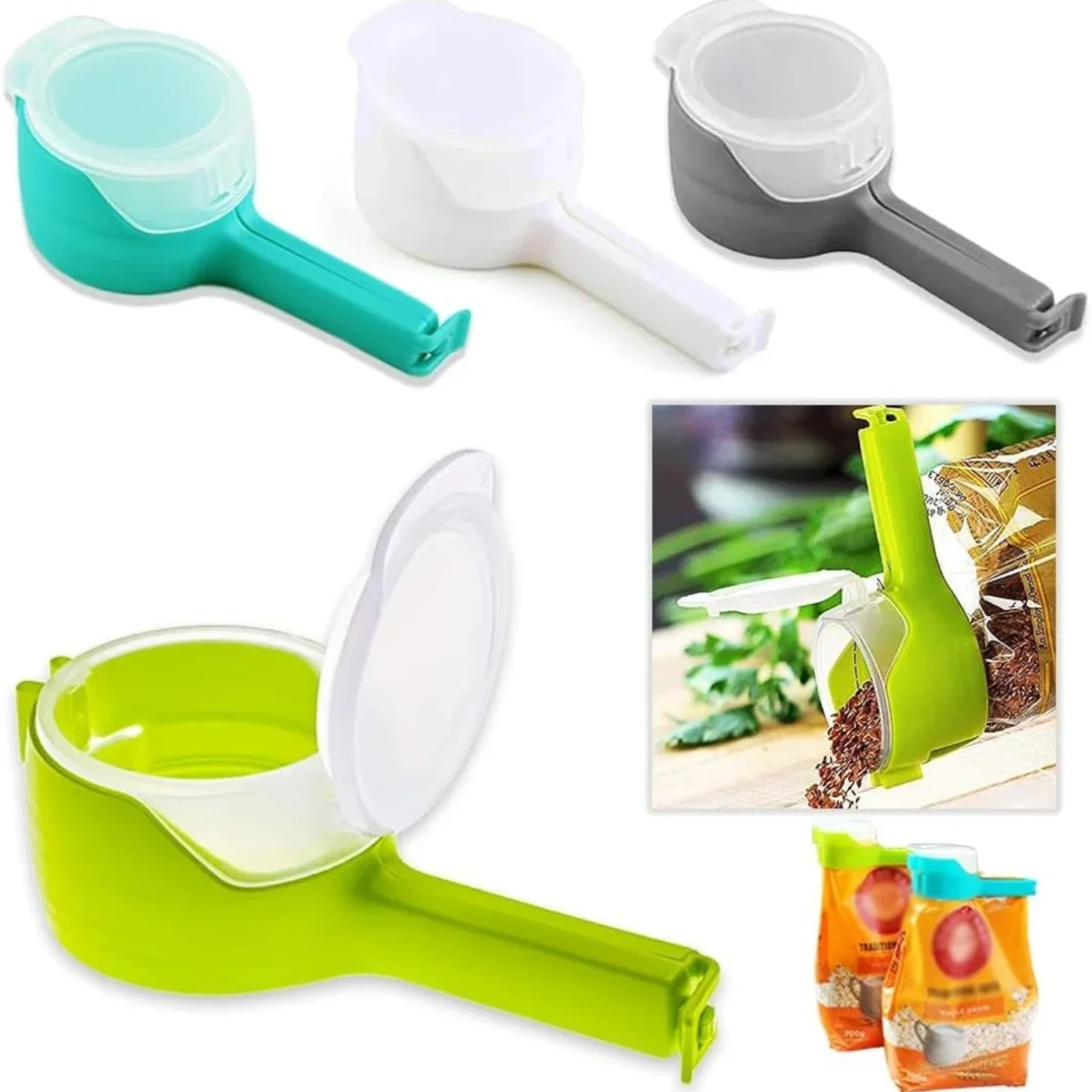 Bag Clips for Food Food Storage Sealing Clips with Pour Spouts Kitchen Chip Bag Clips Plastic Cap Sealer Clip Kitchen Storage - Image 1