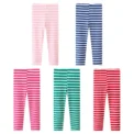 Kids Girl Pants Soft Elastic Stripe Cotton Leggings Solid Color Girls Skinny Pants Trousers Spring Autumn 2-7Y Children Leggings