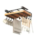 Kitchen Hanging Organizer Rack with Hooks Under Cupboard Paper Towel Rags Hanger Cutting Board Pot Cover Holder Storage Shelf - Image 6