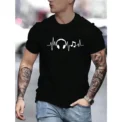 Men's Summer Earbuds Printed Round Neck Short Sleeve Casual Cotton T-shirt New Fashion Daily Loose Size Couple Street T-shirt - Image 2