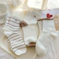 5 Pairs Cute Smiling Print Socks, Comfy & Soft Crew Sports Socks, Women's Stockings & Hosiery - Image 3