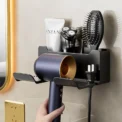 Wall mounted non perforated hair dryer storage rack Bathroom hair dryer storage and placement rack Multi functional storage rack - Image 4