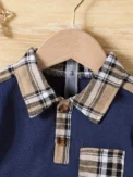 2-Piece Baby Boy Summer School Plaid Collared Short Sleeve Top + Casual Shorts New Fashion Casual Comfort Sports Suit - Image 3