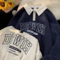 College Style Women's Sweatshirt Spring   Sports Polo Collar Jacket Versatile Trendy Summer T-shirt - Image 5