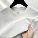 100% pure cotton summer high-end brand men's short sleeve round neck fashionable style half sleeved top breathable T-shirt - - Image 2